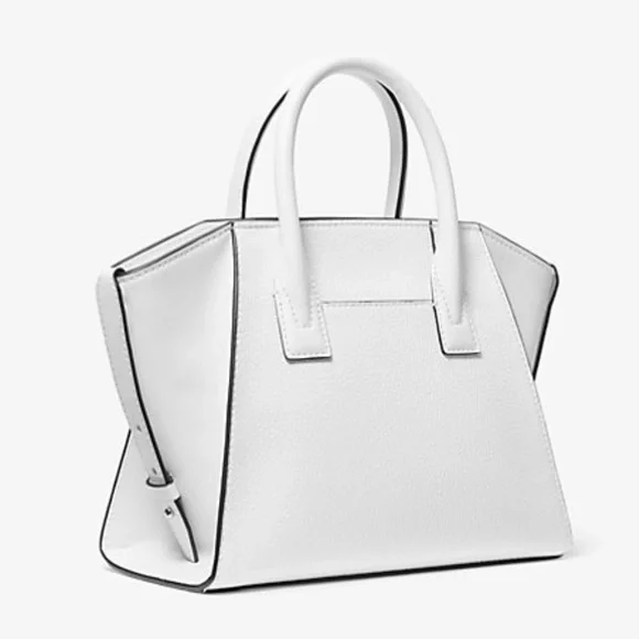 Michael Kors Avril Small Studded Patchwork and Signature Logo Satchel Crossbody - Picture 2 of 16